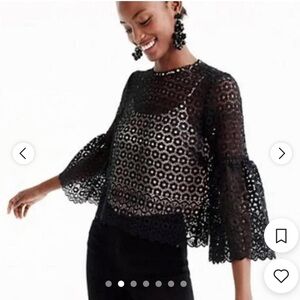 J.Crew Black Crop Lace Top with Shell // Size 4